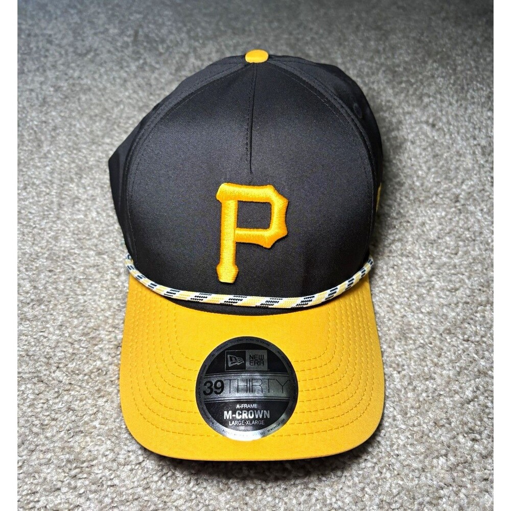 New Era Pittsburgh Pirates MLB Baseball 39THIRTY Hat Black/Yellow Size L/XL